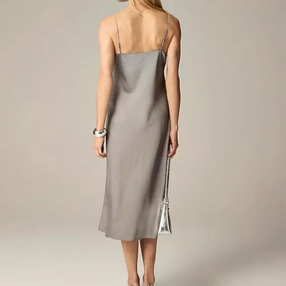 NWT J. Crew Women's‎ Size 10 Gwyneth Slip Dress Vintage Dove Gray Midi Formal